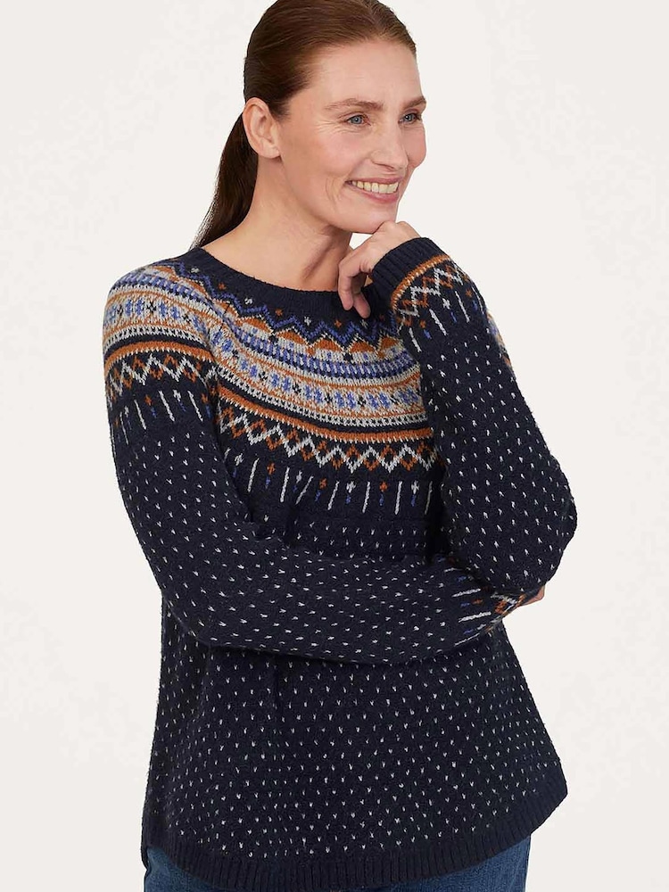 Thought Blue Freayer Organic Cotton Fluffy Fair Isle Jumper - Image 2 of 6
