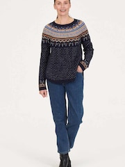 Thought Blue Freayer Organic Cotton Fluffy Fair Isle Jumper - Image 5 of 6