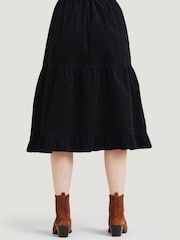 Thought Milou Organic Cotton Corduroy Tiered Midi Black Skirt - Image 4 of 6