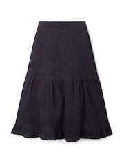 Thought Milou Organic Cotton Corduroy Tiered Midi Black Skirt - Image 6 of 6
