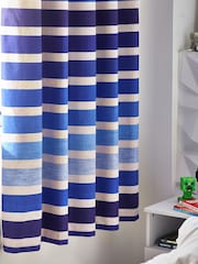 Blue Stripe Eyelet Blackout Curtains - Image 2 of 4