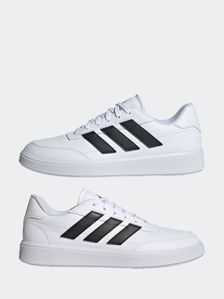 adidas White/Black Courtblock Trainers - Image 5 of 9