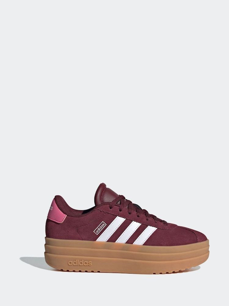adidas Burgundy Red VL Court Bold Trainers - Image 3 of 11