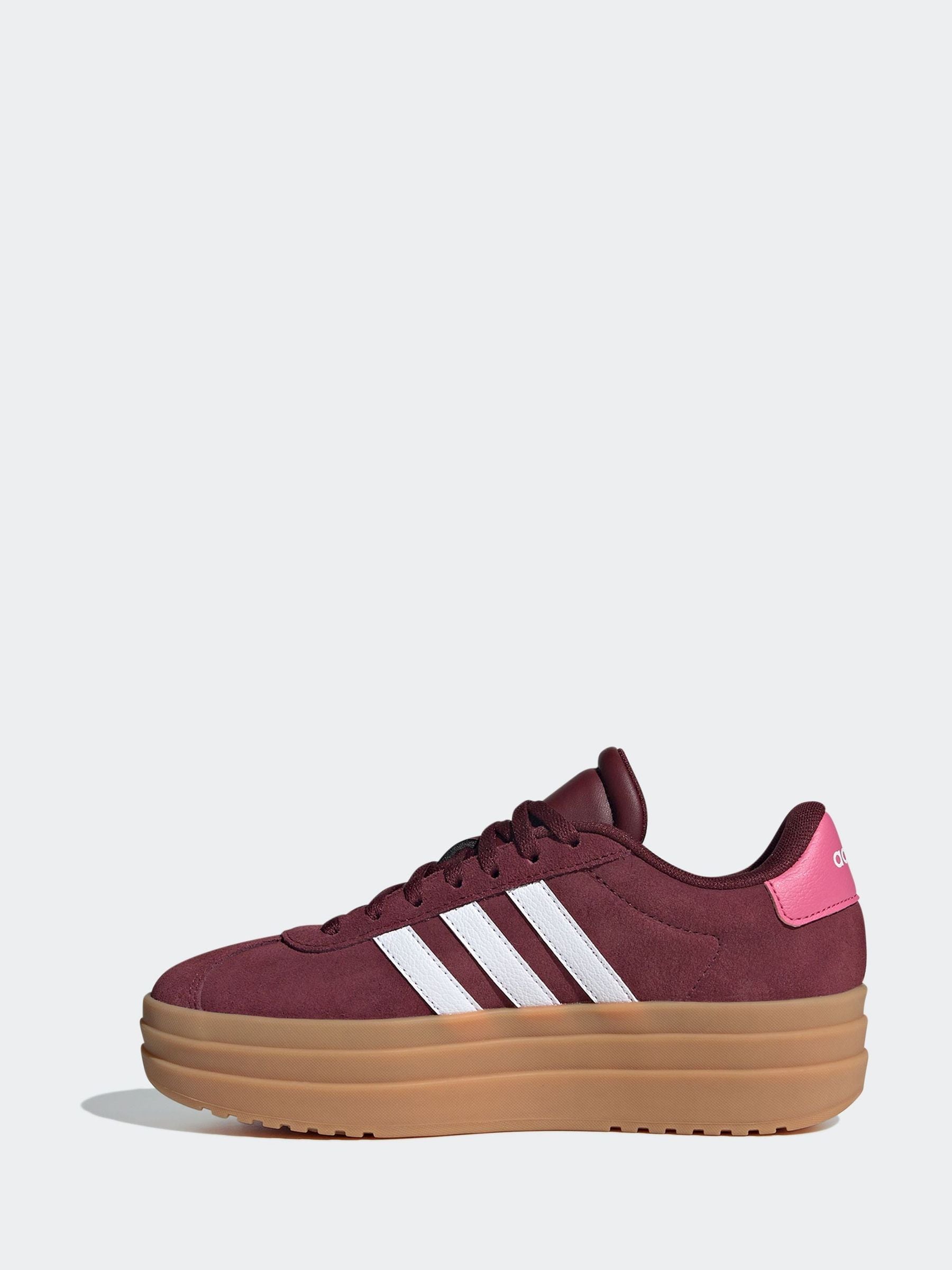 Buy adidas Burgundy Red VL Court Bold Lace Junior Trainers from