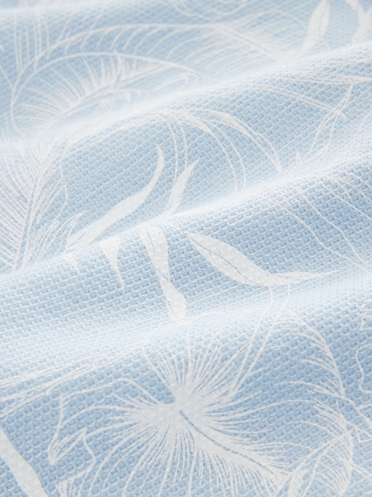 Blau - Strukturiertes Oxford-Kurzarmhemd aus 100 % Baumwolle mit Floralmuster - Bild 7 von 7