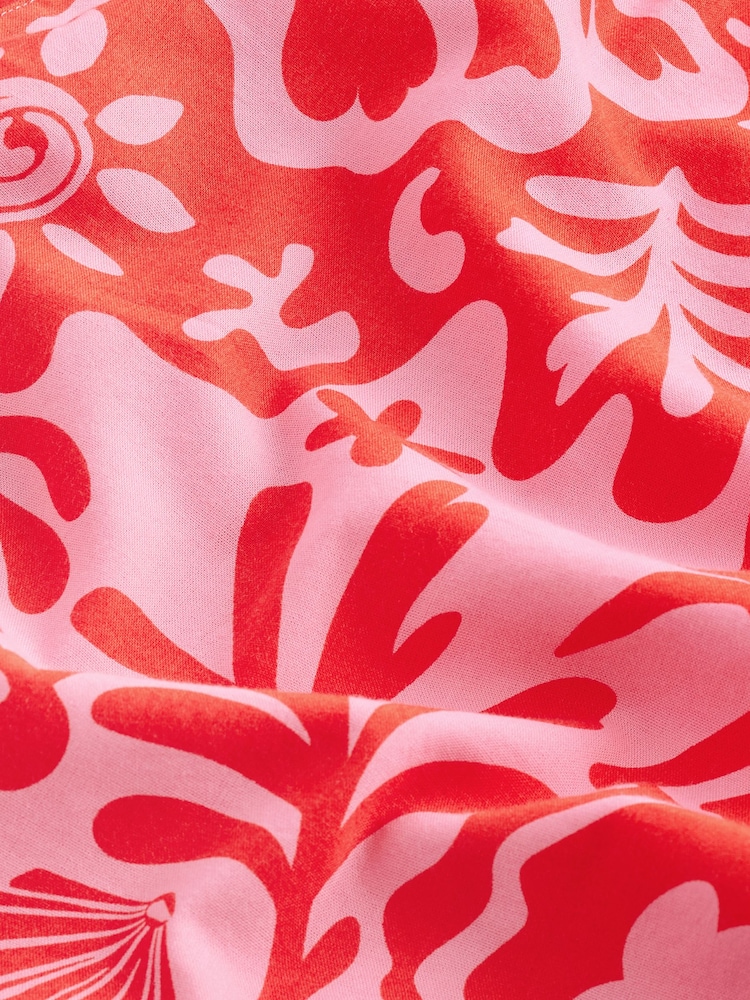 Pink Printed Short Sleeve Shirt with Cuban Collar - Image 8 of 8