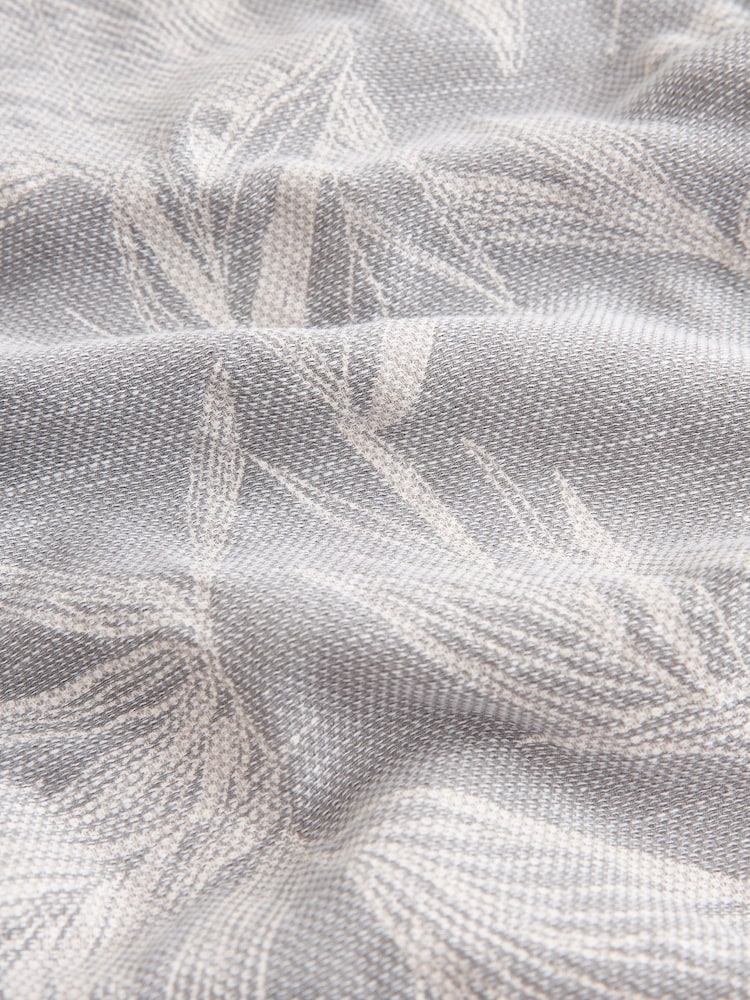 Grey 100% Cotton Textured Floral Short Sleeve Oxford Shirt - Image 7 of 7