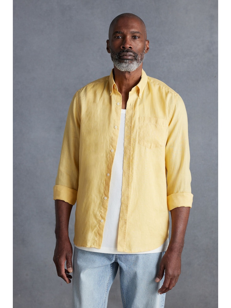 Yellow Signature 100% Linen Long Sleeve Shirt - Image 1 of 1