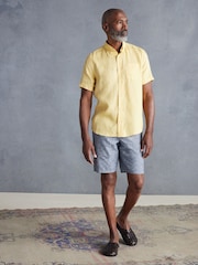 Yellow Standard Collar Signature 100% Linen Short Sleeve Shirt - Image 2 of 9