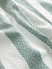 Green Textured Stripe Short Sleeve Shirt with Cuban Collar - Image 7 of 7