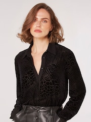 Apricot Black Long Sleeved Animal Print Shirt - Image 1 of 5