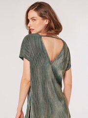 Apricot Green Plisse Deep V Back Top - Image 2 of 4