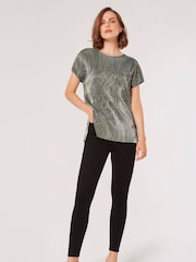 Apricot Green Plisse Deep V Back Top - Image 3 of 4