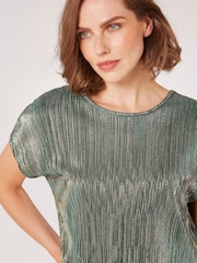 Apricot Green Plisse Deep V Back Top - Image 4 of 4