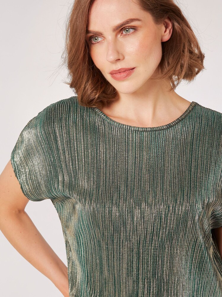Apricot Green Plisse Deep V Back Top - Image 4 of 4