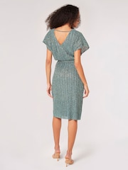 Apricot Green Mermaid Plisse V Midi Dress - Image 2 of 4