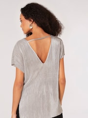 Apricot Silver Plisse Deep V Back Top - Image 3 of 6