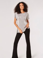 Apricot Silver Plisse Deep V Back Top - Image 4 of 6