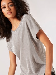 Apricot Silver Plisse Deep V Back Top - Image 6 of 6