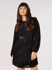 Apricot Black Animal Belted Dress - Image 1 of 5