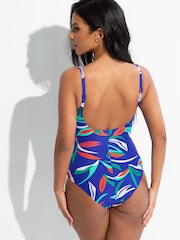 Pour Moi Blue Scoop Neck Tummy Control Swimsuit - Image 2 of 4