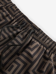Black/Gold Monogram Printed Swim Shorts - Image 10 of 13