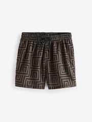 Black/Gold Monogram Printed Swim Shorts - Image 8 of 13