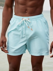 Aqua/White Mini Wave Printed Swim Shorts - Image 1 of 12