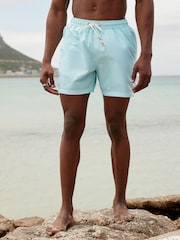 Aqua/White Mini Wave Printed Swim Shorts - Image 5 of 12