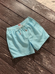 Aqua/White Mini Wave Printed Swim Shorts - Image 7 of 12