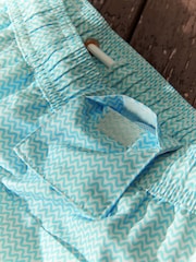 Aqua/White Mini Wave Printed Swim Shorts - Image 9 of 12