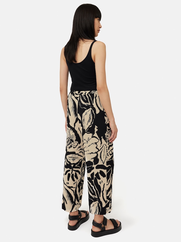 Jigsaw Strokes Floral Palazzo Black Trousers - Image 2 of 5