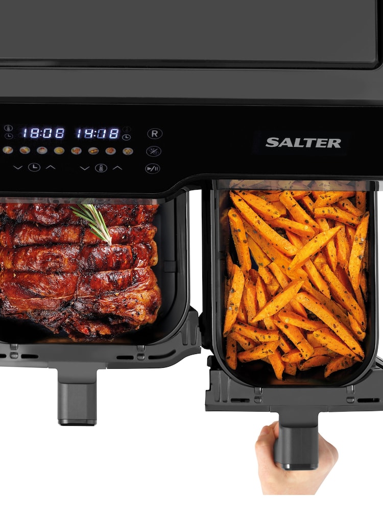 Salter Silver Dual Sector Air Fryer - Image 4 of 4 Salter Silver Dual Sector Air Fryer - Image 4 of 4