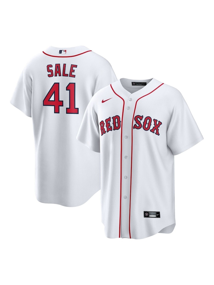 White Jersey Boston Red Sox Official Replica Home White Jersey with Sale 41 printing Youth - Image 1 of 3