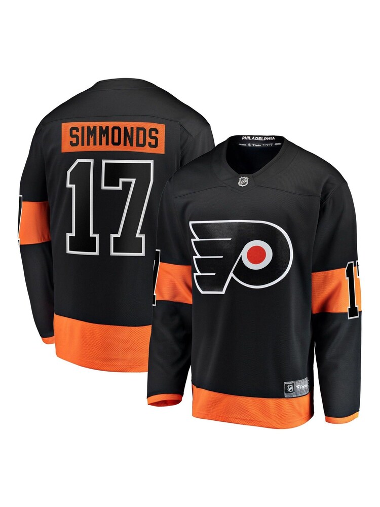 Fanatics Philadelphia Flyers Branded Wayne Simmonds Alternate Breakaway Black Jersey - Image 1 of 3 Fanatics Philadelphia Flyers Branded Wayne Simmonds Alternate Breakaway Black Jersey - Image 1 of 3