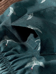 Slate Blue Bamboo Crane Printed Swim Shorts - Image 11 of 12