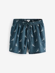 Slate Blue Bamboo Crane Printed Swim Shorts - Image 7 of 12