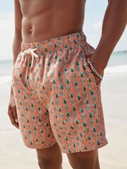 Rust Orange Printed Swim Shorts - Image 1 of 11