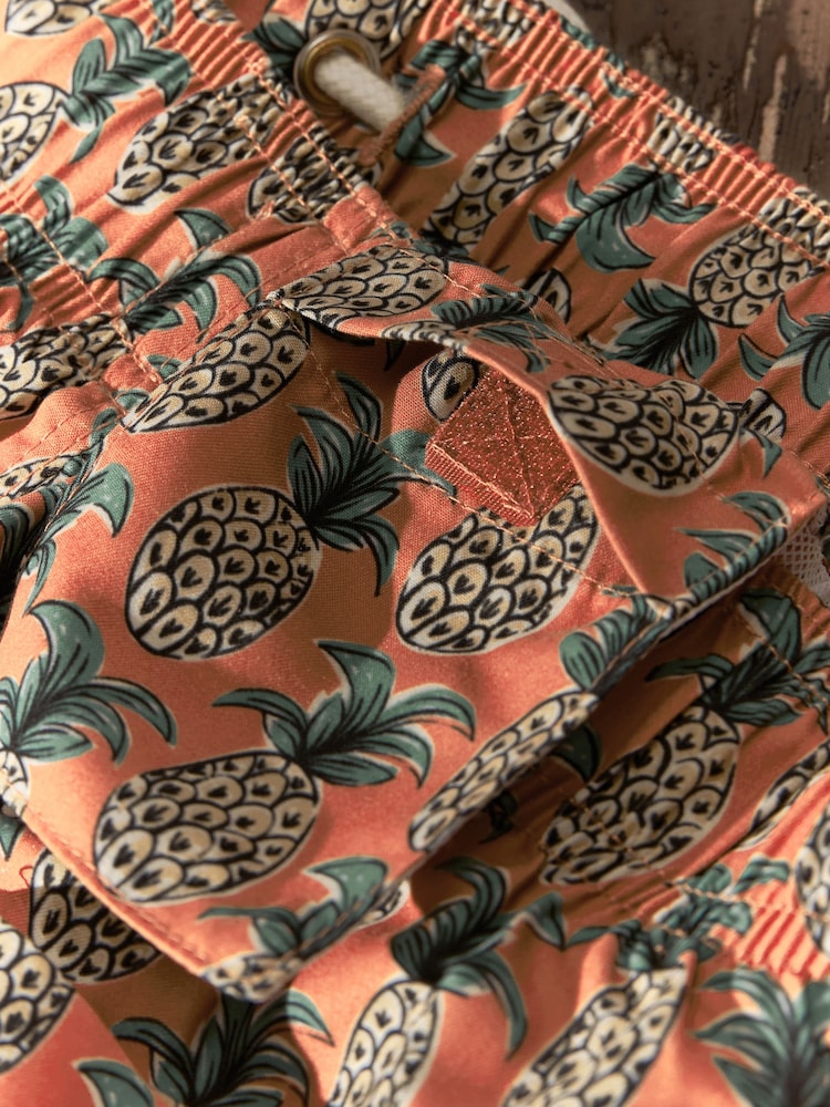 Rust Orange Printed Swim Shorts - Image 11 of 11