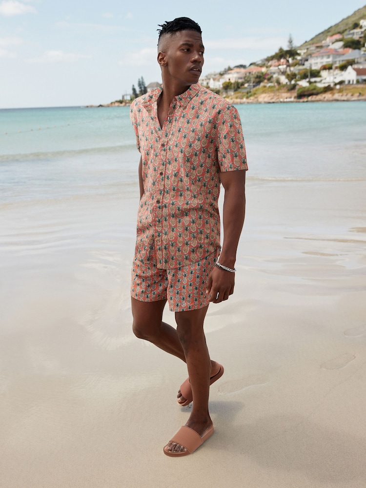 Rust Orange Printed Swim Shorts - Image 2 of 11 Rust Orange Printed Swim Shorts - Image 2 of 11