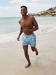Slate Blue Wave Regular Fit Printed Swim Shorts - Image 2 of 9