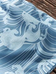 Slate Blue Wave Regular Fit Printed Swim Shorts - Image 9 of 9