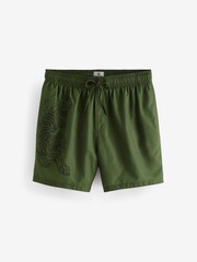 Khaki Green Tiger Regular Fit Printed Swim Shorts - Image 7 of 13