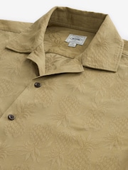 Neutral 100% Cotton Short Sleeve Embroidered Shirt with Cuban Collar - Image 6 of 7