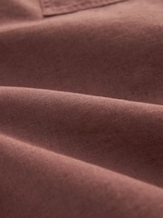 Rust Brown Linen Blend Short Sleeve Shirt with Cuban Collar - Image 9 of 9