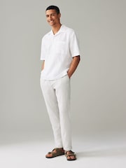 White Linen Blend Short Sleeve Shirt - Image 2 of 7