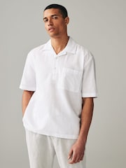 White Linen Blend Short Sleeve Shirt - Image 3 of 7