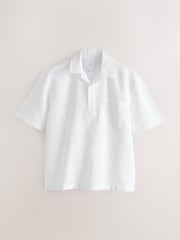 White Linen Blend Short Sleeve Shirt - Image 5 of 7