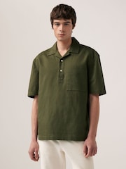 Green Linen Blend Short Sleeve Shirt - Image 1 of 6