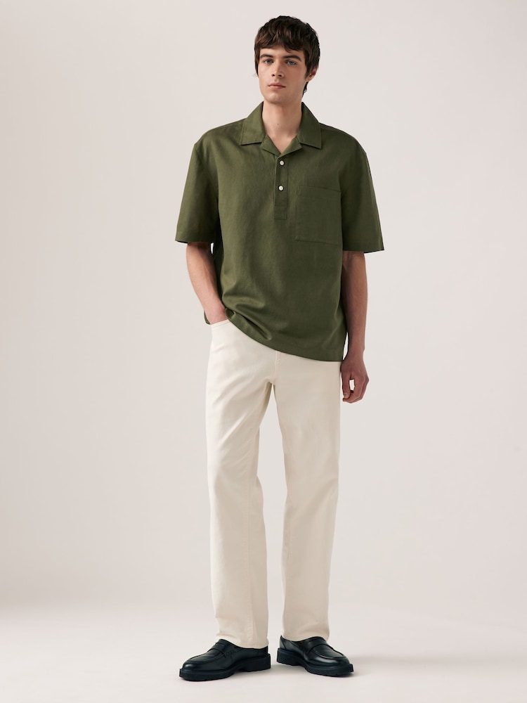 Green Linen Blend Short Sleeve Shirt - Image 2 of 6